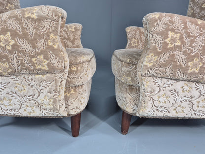 2 1950s Lounge Chairs Mid Century Danish Floral Moquette Retro  EB11318 MNOR9