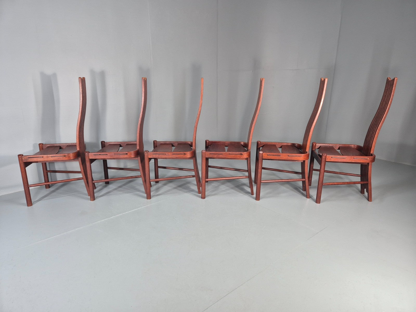 6 1980s Post Modern design Dining Chairs Allmilmo Retro Brutalist EB11000 VDIN6