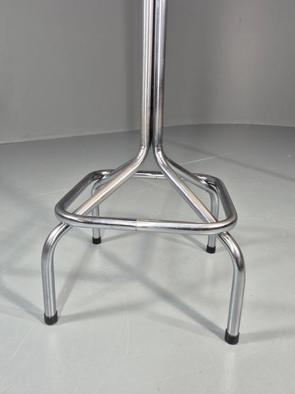 Vintage 1980s Bar Sttol Chrome and Black Vinyl Bauhaus Retro EB11275 MDIN11