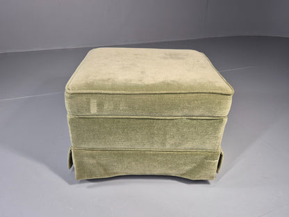 Vintage 1970s Footstool Pouffe Green Velour Retro EB11483 MFOO11