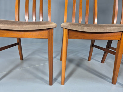 4 Vintage teak Dining Chairs High Back William Lawrence Brown Pads EB9392 MDIN - UKDK FURNITURE