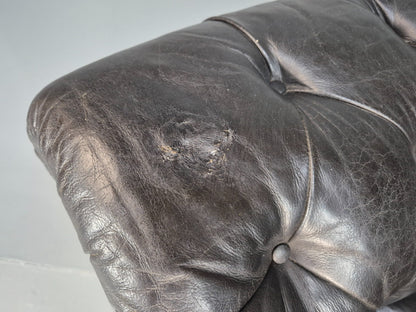 Vintage Black Leather Chesterfield Chair Oversize Classic Club Chair EB9472 VLEA - UKDK FURNITURE