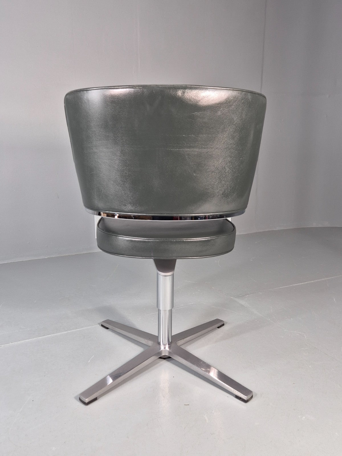 Leather Office Swivel Chair Dark Green Chrome Brunner Tempus Modern EB11713 MSWI6