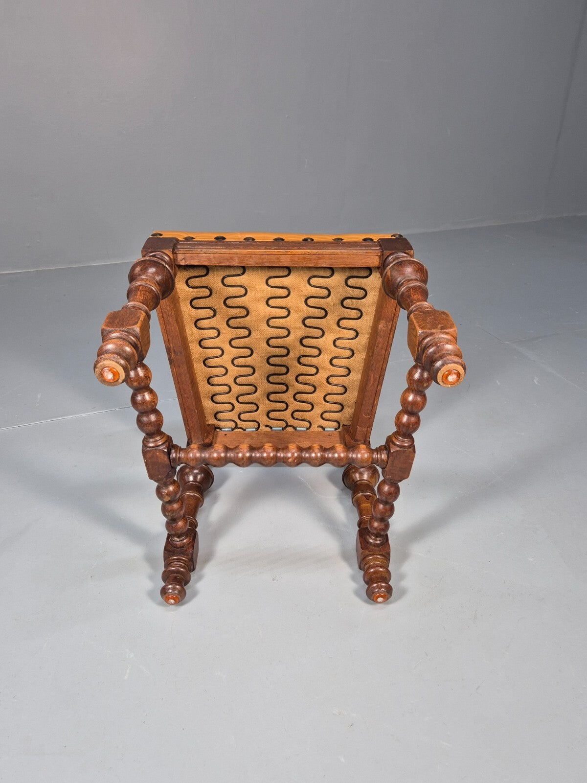 6 Vintage Danish Baroque Style Dining Chairs Tan Leather and Oak 50s EB9747 VDIN - UKDK FURNITURE