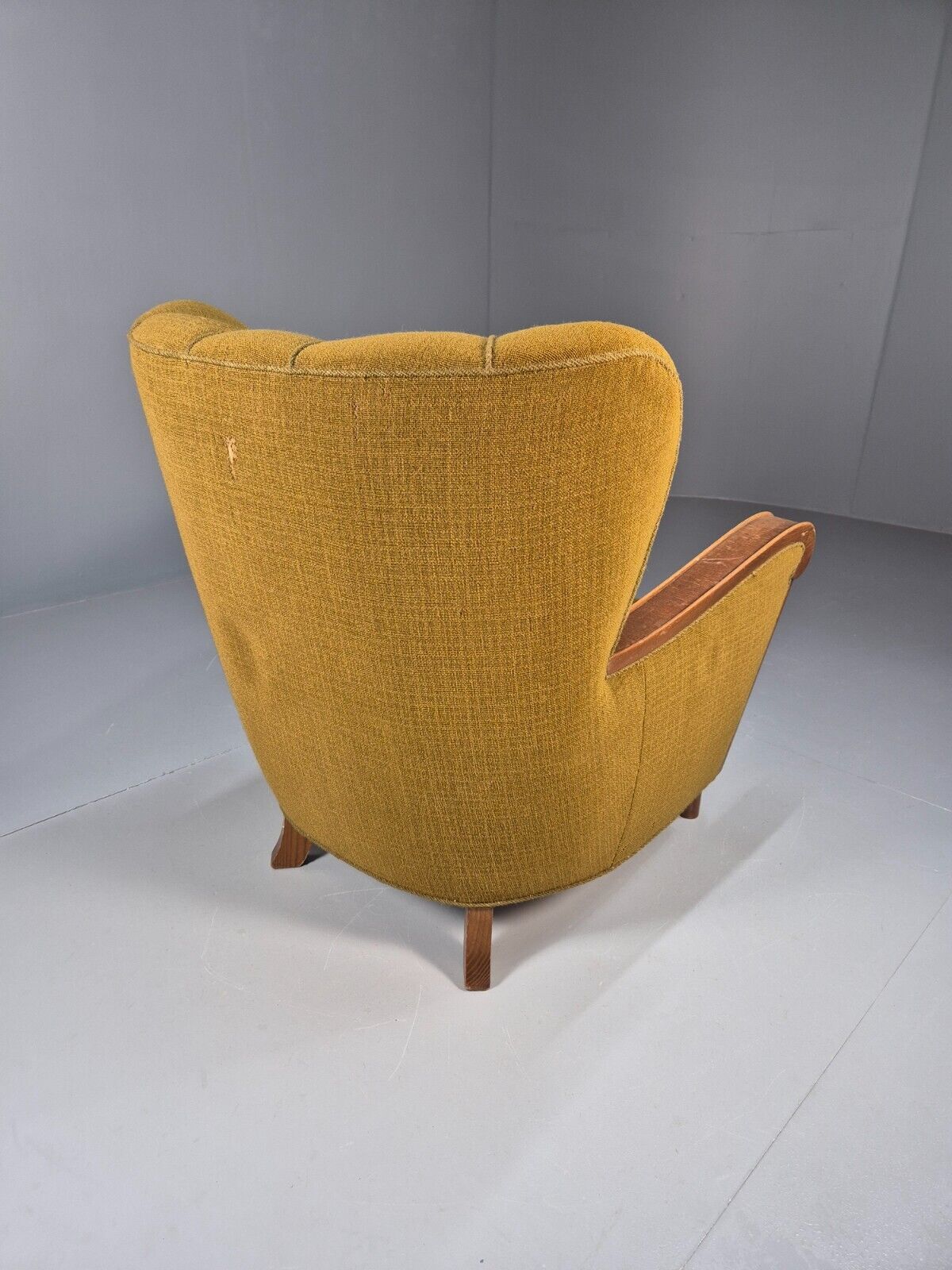 Art Deco Danish Oak Lounge Chair Green Wool 1940s Retro EB9047 VCLO - UKDK FURNITURE