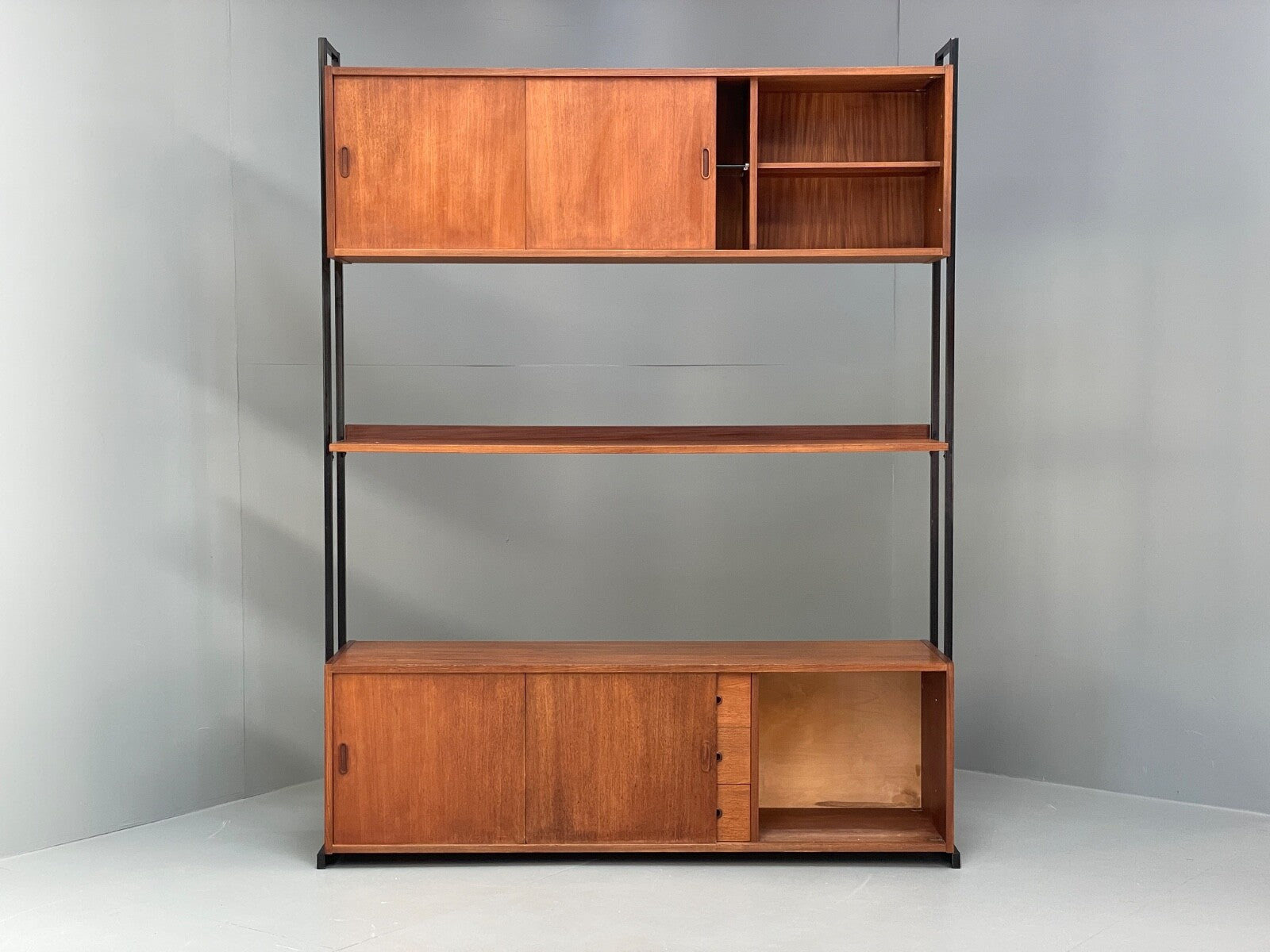 Vintage Modular Teak Wall Unit By Interflex 1960s Retro Drawers EB9822 MWOO - UKDK FURNITURE