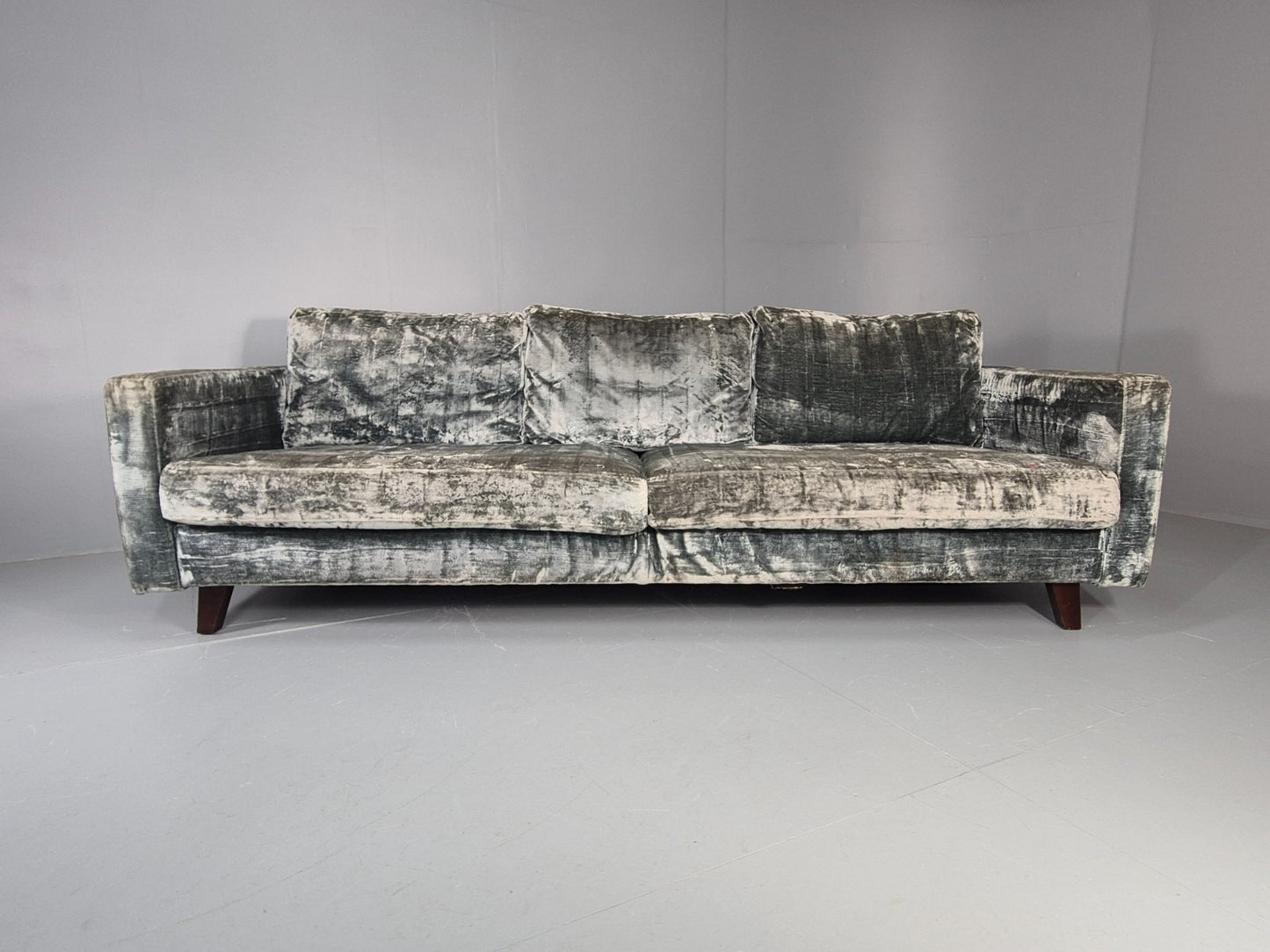 Huge 4 Seater Settee Turquoise Velvet ex Hotel Modern Design Retro EB11608 M4SS9