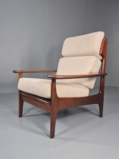Vintage Mid Century Teak Lounge Chair Danish 1970s New Upholstery EB11138 MNOR0