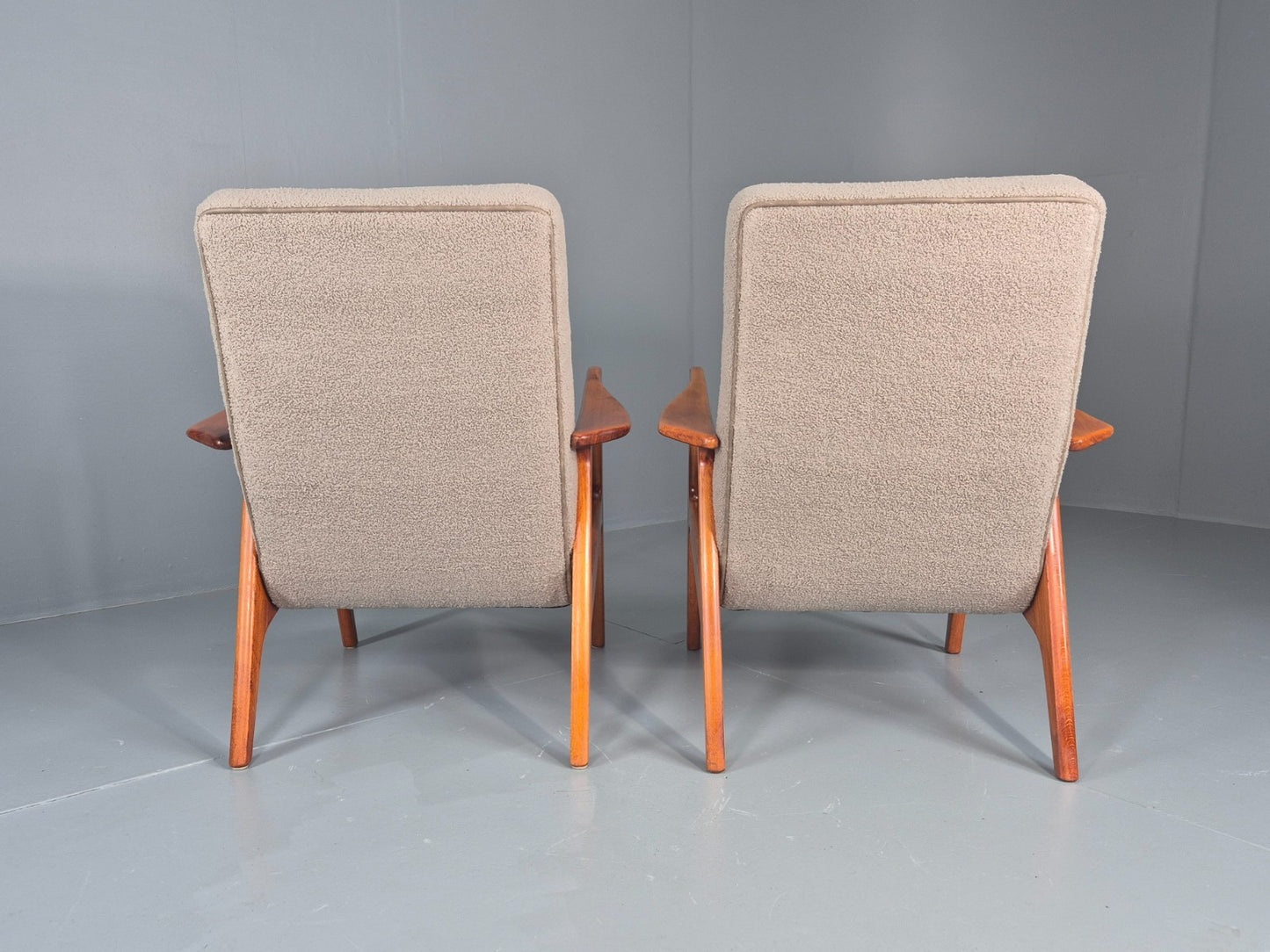 2 Vintage Mid Century Lounge Chairs Teak Frames New Upholstery  EB11086 MNOR8