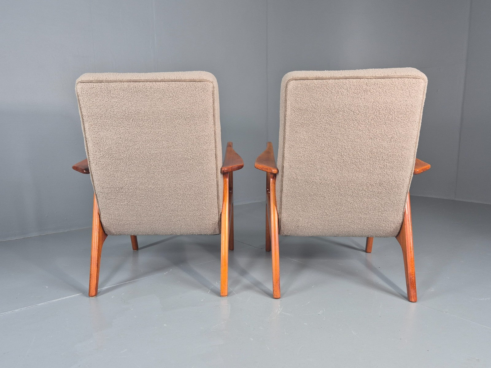 2 Vintage Mid Century Lounge Chairs Teak Frames New Upholstery  EB11086 MNOR8