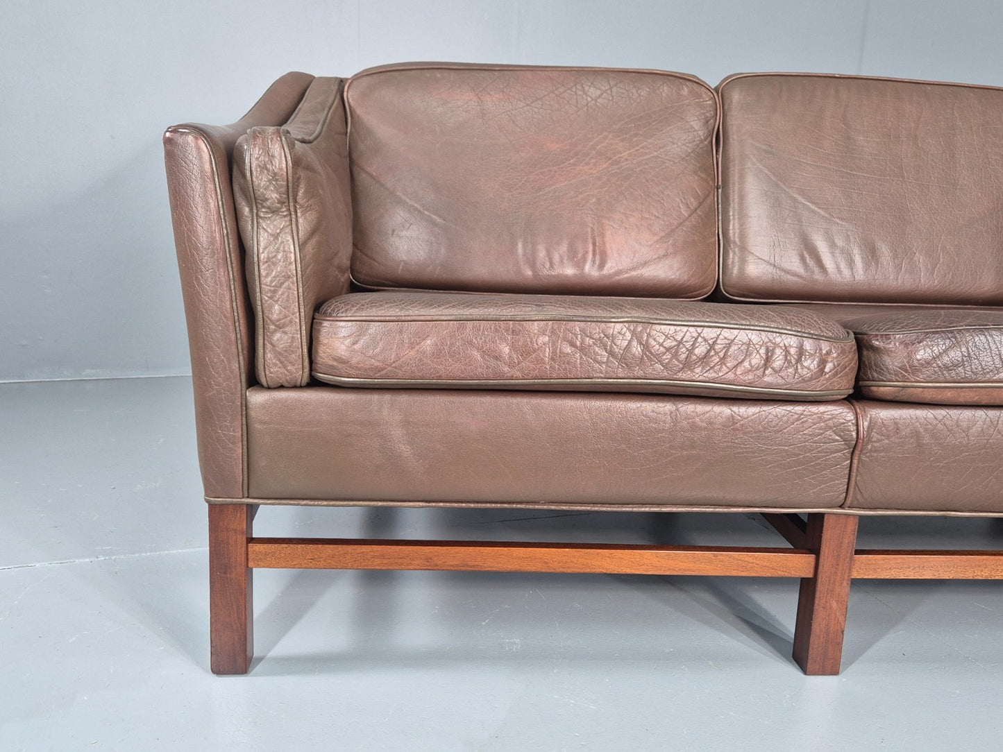 Vintage Danish 2 Seat Sofa Gunnar Grandt Design Brown Buffalo Hide EB9905 M2SS2