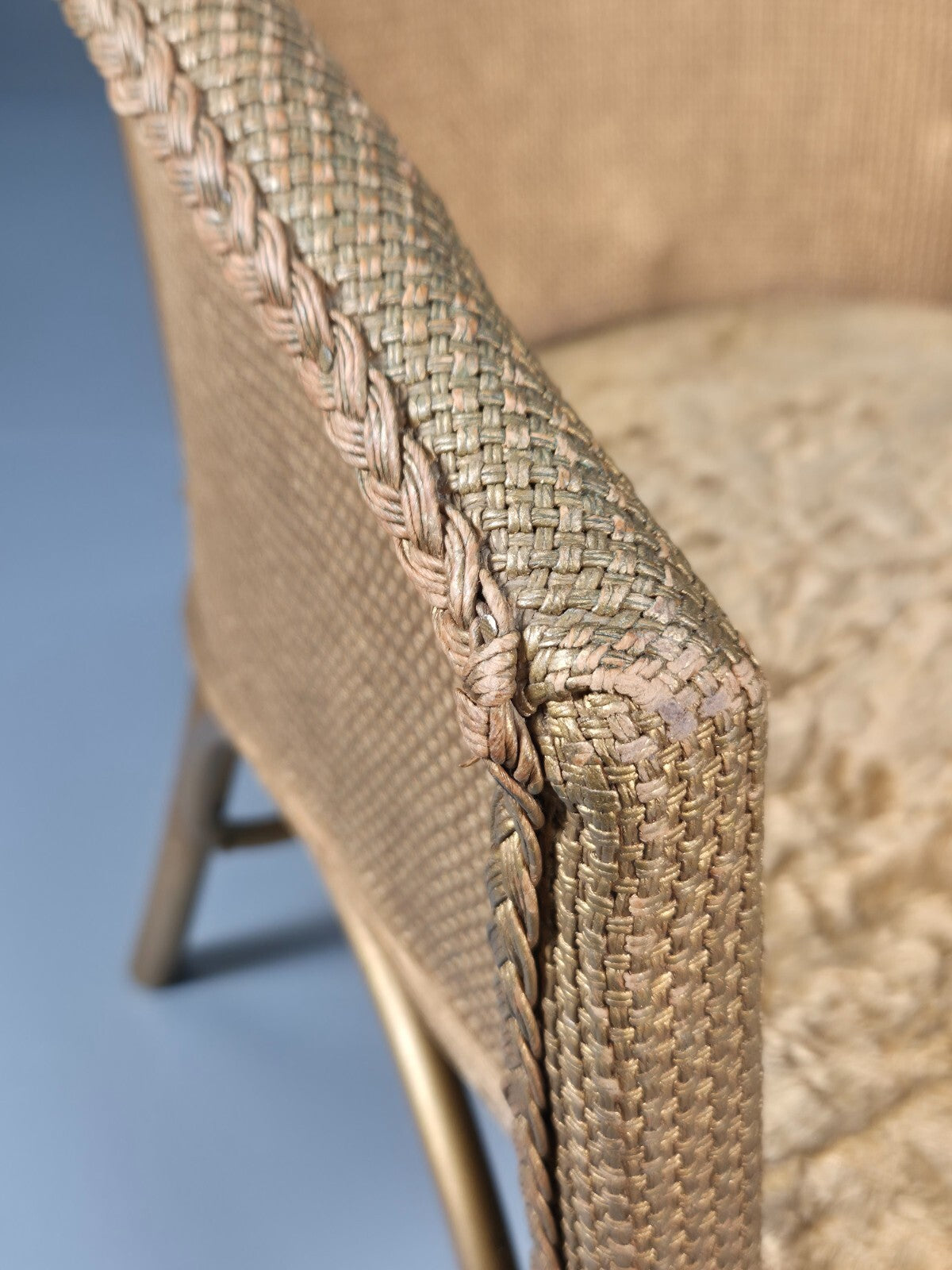 Vintage Gold Lloyd loom Tub Chair 1960s Retro EB9701 VBER - UKDK FURNITURE