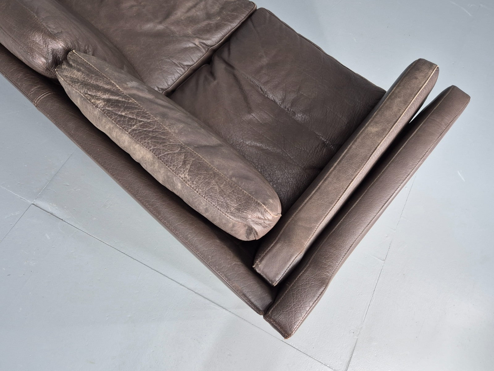 Vintage 3 Seat Sofa Danish Brown Leather Mid Century Retro 1970s EB10487 M3SS14