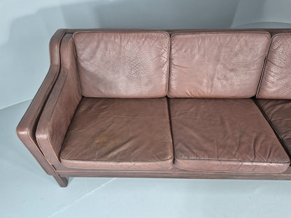 3 Seater Leather Sofa Vintage Mid Century Mogensen Shape 1970 Retro EB11356 M3SS6