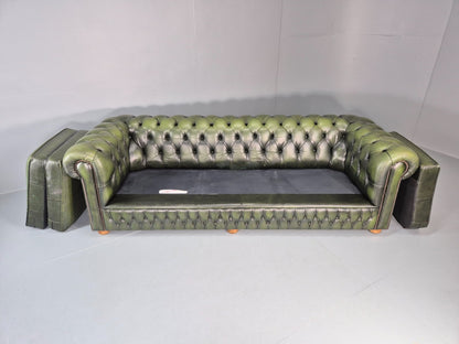 Three Seater Green Leather Chesterfield Quality Version Retro EB11032 VCHE7