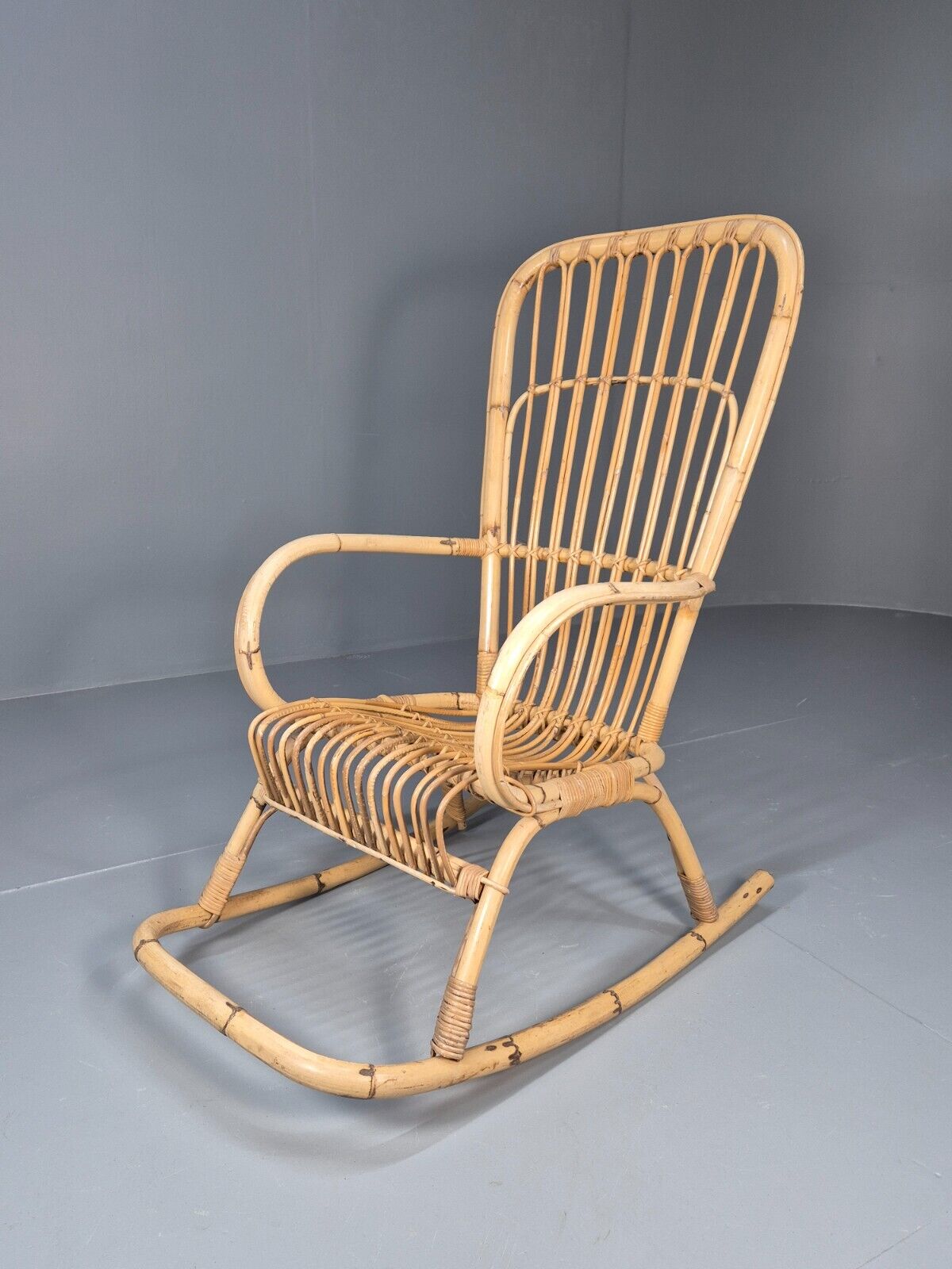 Vintage Cane Rocking Chair Retro Seating EB8875 VBER - UKDK FURNITURE