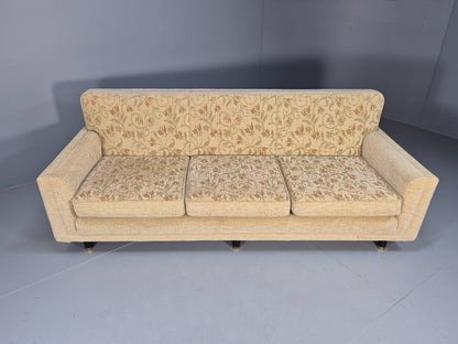 Vintage 1960s Sofa Cream Floral Upholstery 3 Seat Quality Retro EB9680 M3SS - UKDK FURNITURE