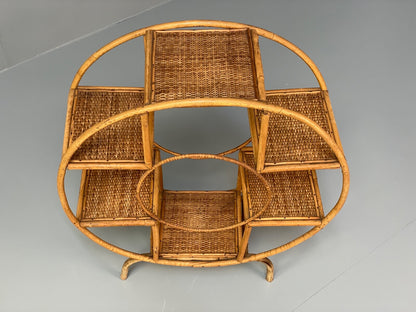 Antique Art Deco Bamboo And Wicker Circular Small Display Shelving EB9737 MWOO - UKDK FURNITURE