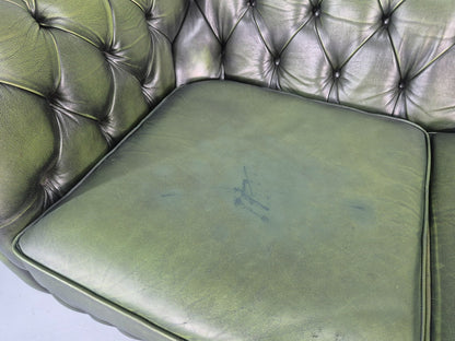 3 Seater Chesterfield Sofa Green Leather Studded Vintage EB11030 VCHE8