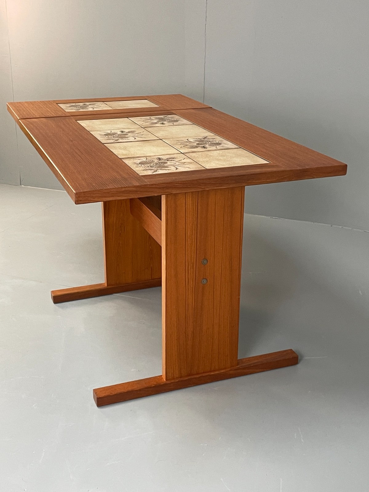 Vintage Teak Dining Table Tile Topped Danish Drop Leaf 1980s EB11563 MWOO10
