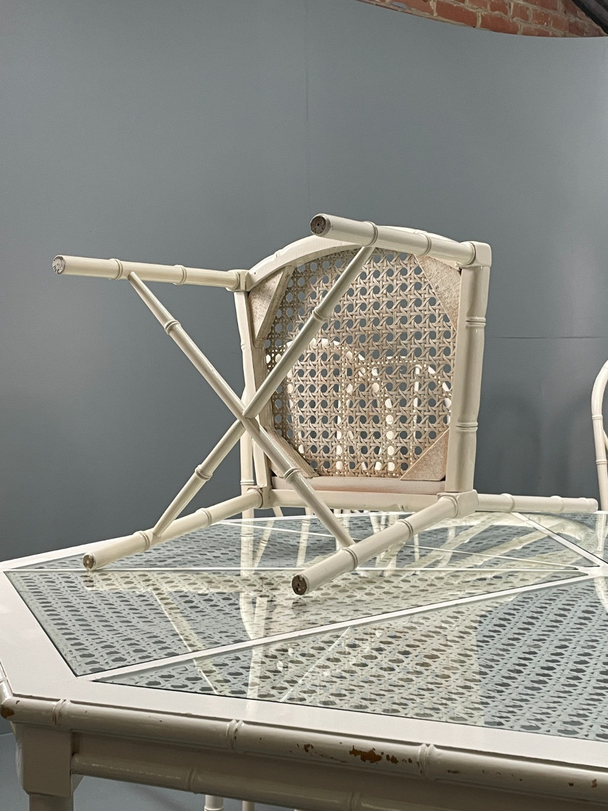 White Bamboo Dining Table & 8 Chairs Harrods 1950s Plantation Style EB11554 MWOO22