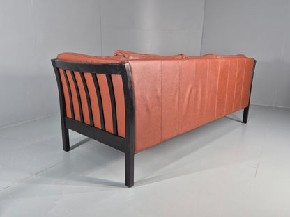 Vintage 3 Seat Sofa Reddy Brown Leather Stouby Denmark 1980s Retro EB10538 M3SS18
