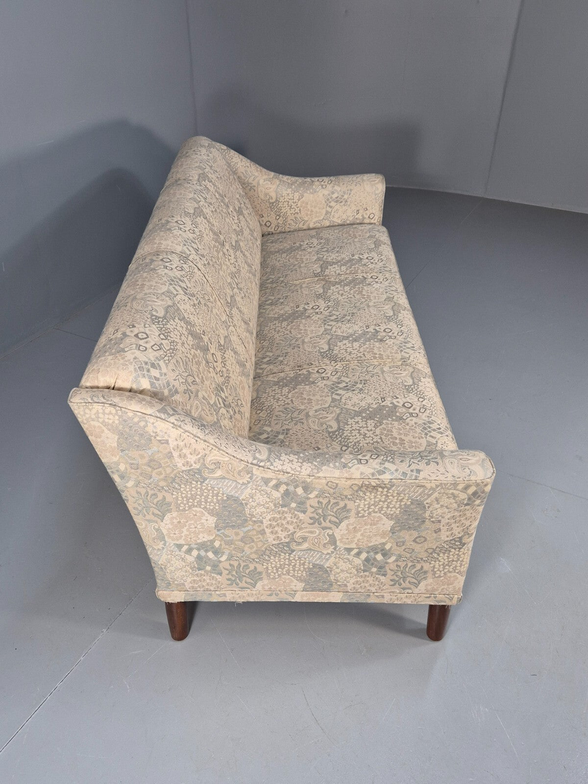 Vintage Danish Floral Upholstered 3 Seat Classic Mid Century Sofa EB9583 M3SS - UKDK FURNITURE