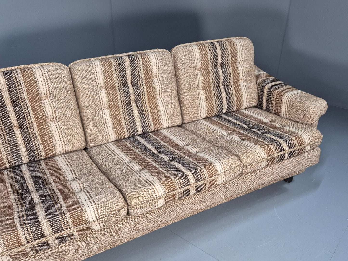 Vintage Danish 1970s Sofa Bed Wool Stripe Retro MCM EB9590 M4SS - UKDK FURNITURE