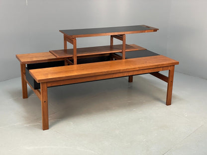 Vintage Danish Teak Coffee Table Extending Storage Black Melamine EB8710 MWOO - UKDK FURNITURE