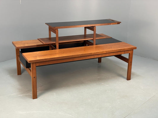 Vintage Danish Teak Coffee Table Extending Storage Black Melamine EB8710 MWOO - UKDK FURNITURE