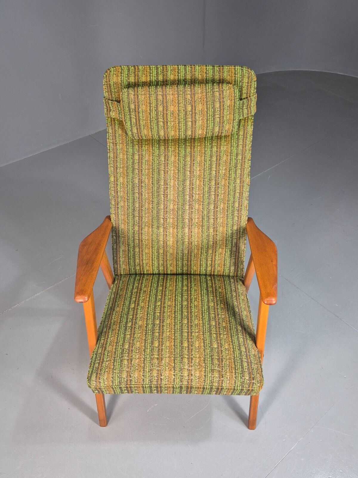 Vintage Swedish Lounge Chair Green Wool Teak Frame 1960s Retro MCM EB7895 MNOR - UKDK FURNITURE