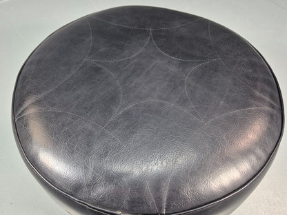 1960s Circular Footstool Danish Vinyl and Teak Retro MCM EB10883 MFOO6