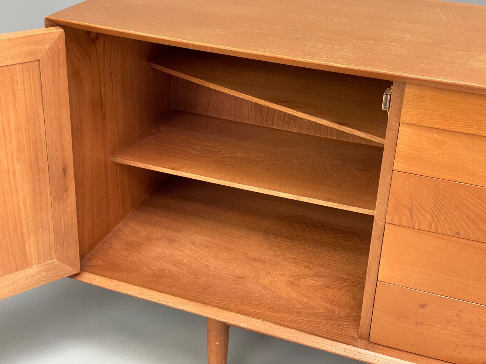 Vintage Scandart Elm Sideboard 1960s Mid Century Drawers Shelving EB9812 MWOO - UKDK FURNITURE