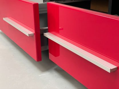 Media Unit TV Stand Modern Red & Black Adjustable TV Mount Drawers EB10951 MWOO5