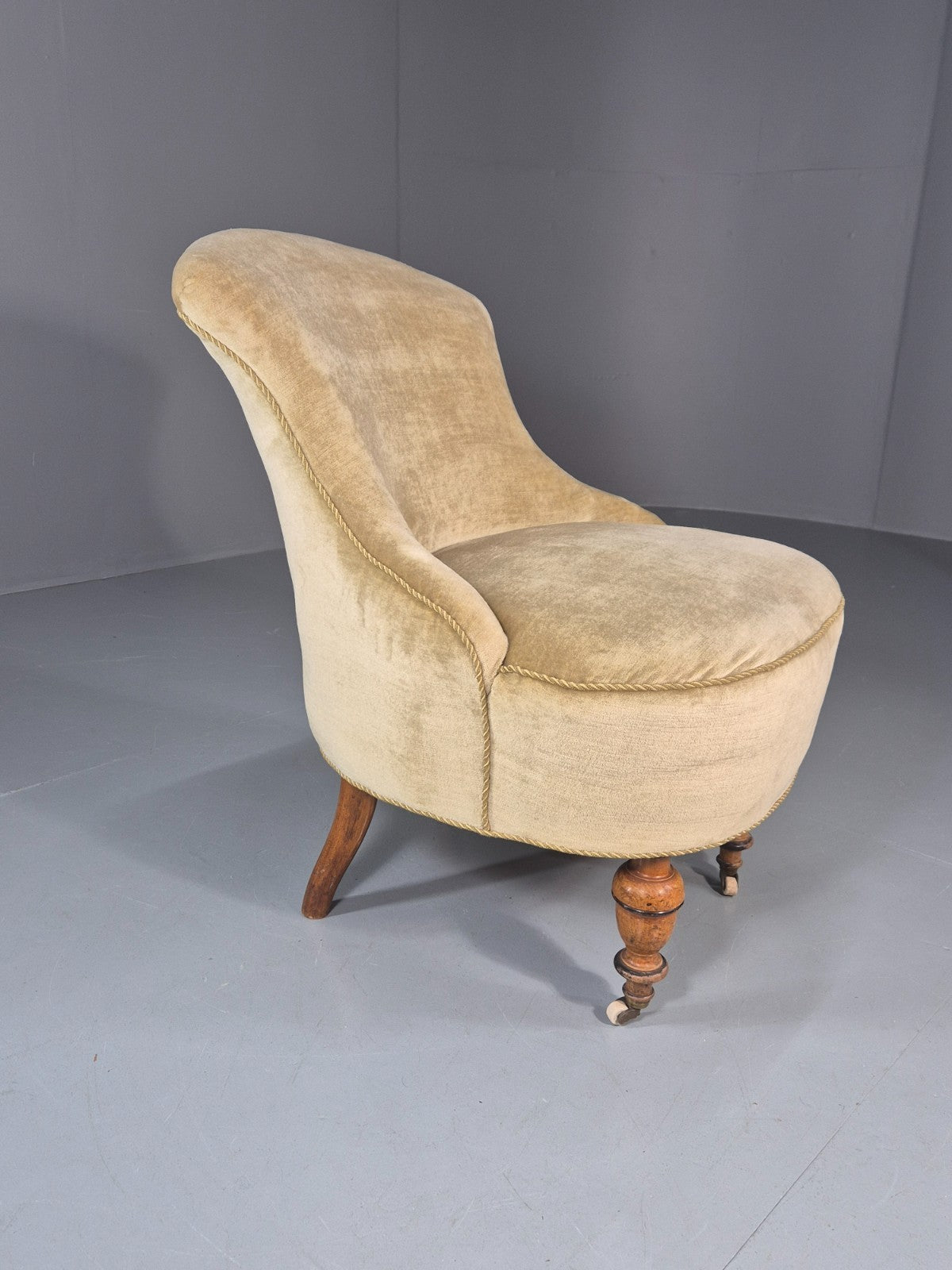 Antique Cocktail Chair Green Velour Vintage Danish 1800s  EB10761 VCLO5