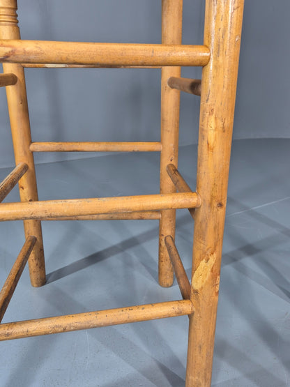 2 Vintage High Bar Stools 1980s Pine Rush Seats Retro  EB11014 VDIN11