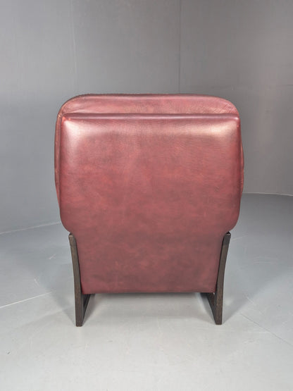 Vintage Danish Burgundy Leather 1980s Retro Lounge Chair MCM EB9793 MNOR - UKDK FURNITURE
