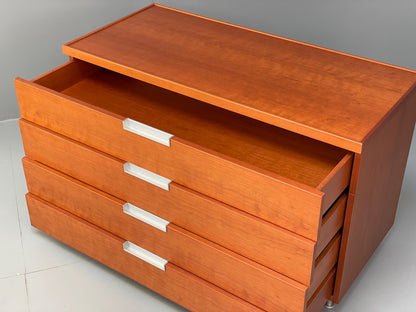 Vintage Cherry Chest Of Drawers Aluminium Details 1980s Design EB9809 MWOO - UKDK FURNITURE