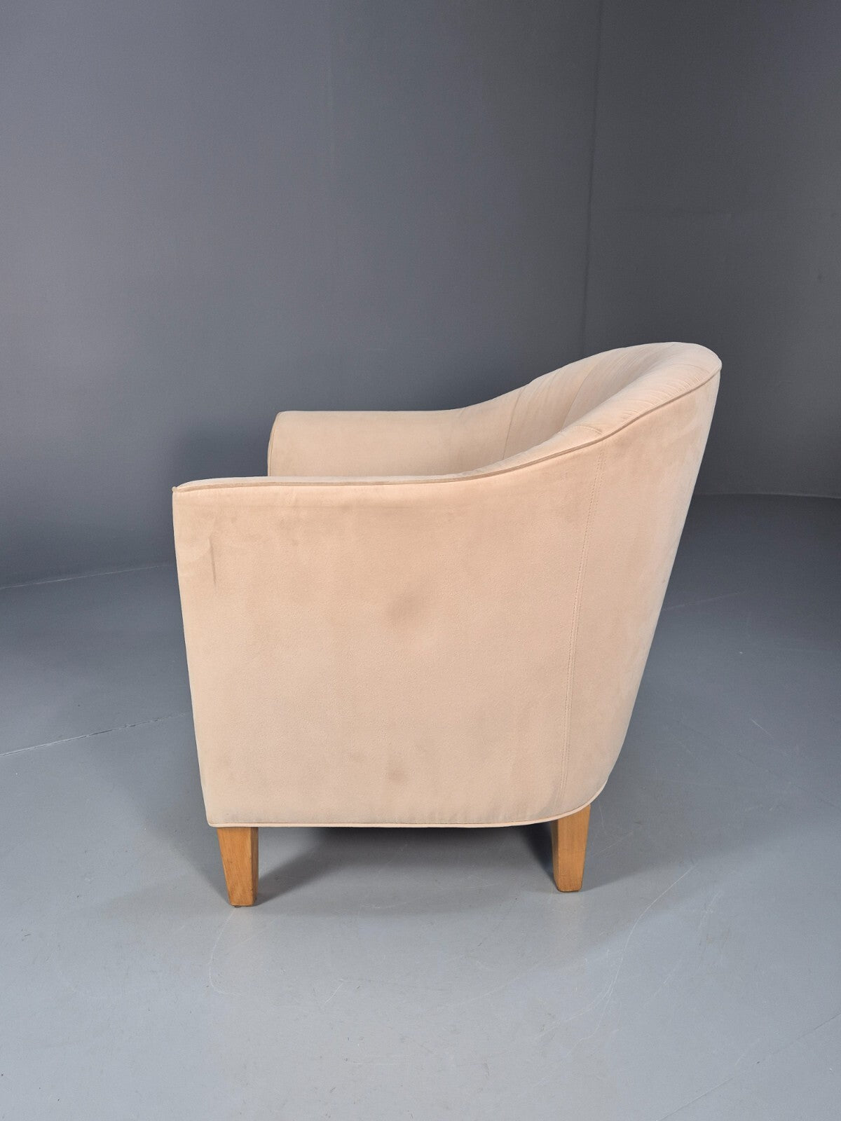 Mordern Danish Cream Faux Suede Tub Chair Beech Legs EB9308 MNOR - UKDK FURNITURE