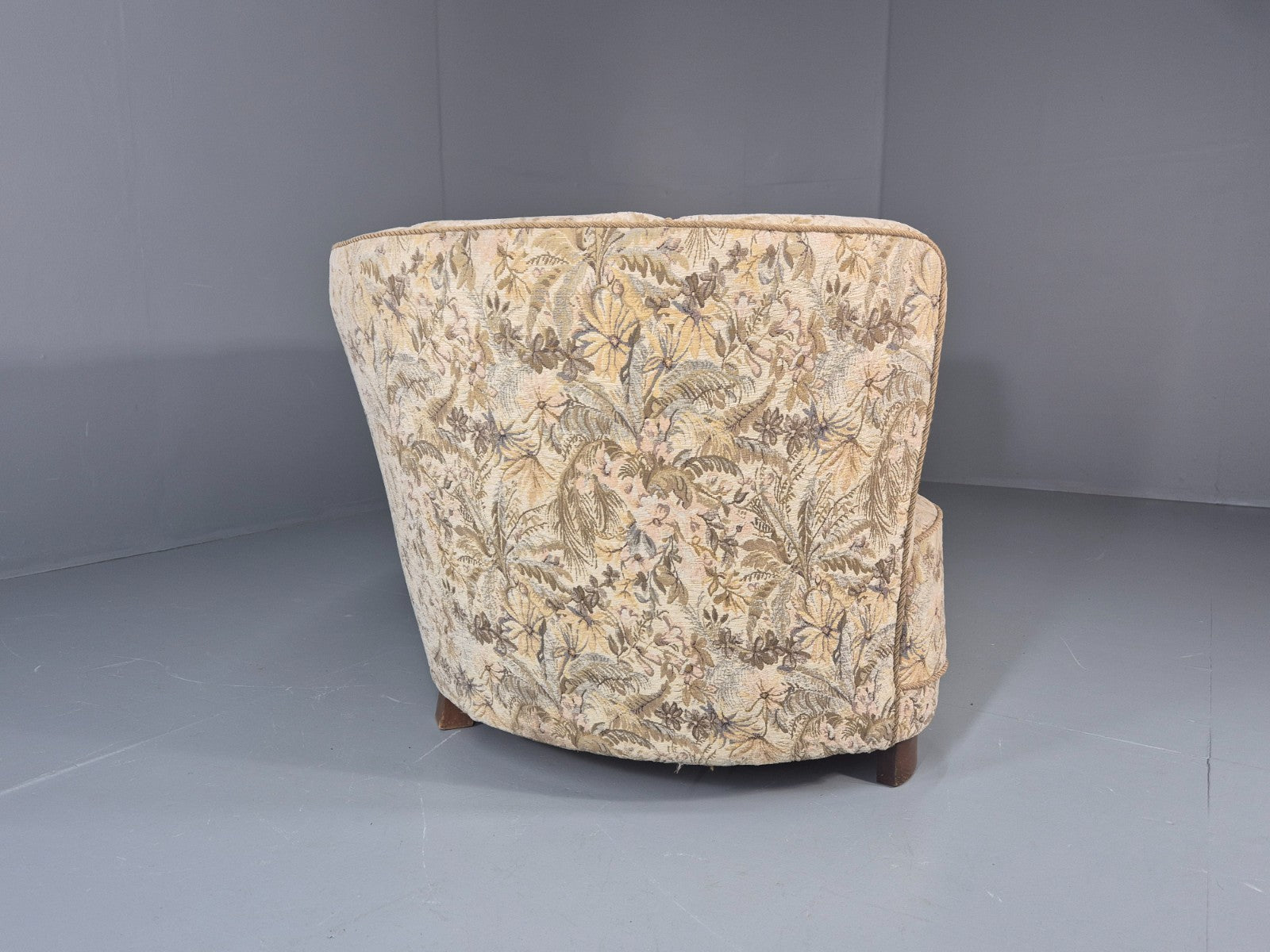 Vintage Banana Sofa 1930s Danish Art Deco Floral Cotton Retro EB10794 V2SS9