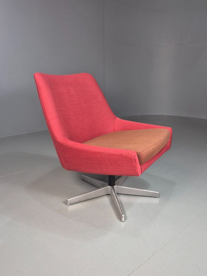 Vintage Swedish Swivel Chair Red Wool Ihreborn 1970s Retro EB7900 MSWI - UKDK FURNITURE