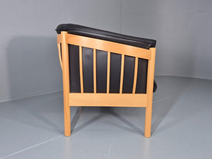 Vintage Two Seater Settee Black Leather Stickback Nielaus Retro MCM EB11407 M2SS10