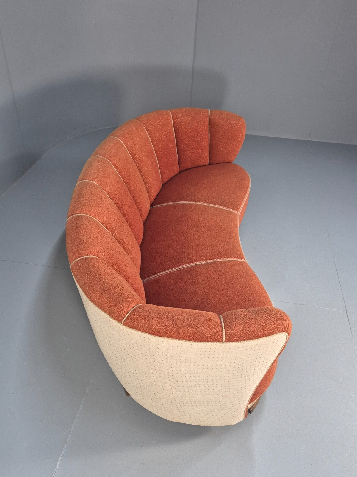 Vintage Danish Art Deco Banana Sofa Peach and Cream 1930s Retro EB9745 V3SS - UKDK FURNITURE