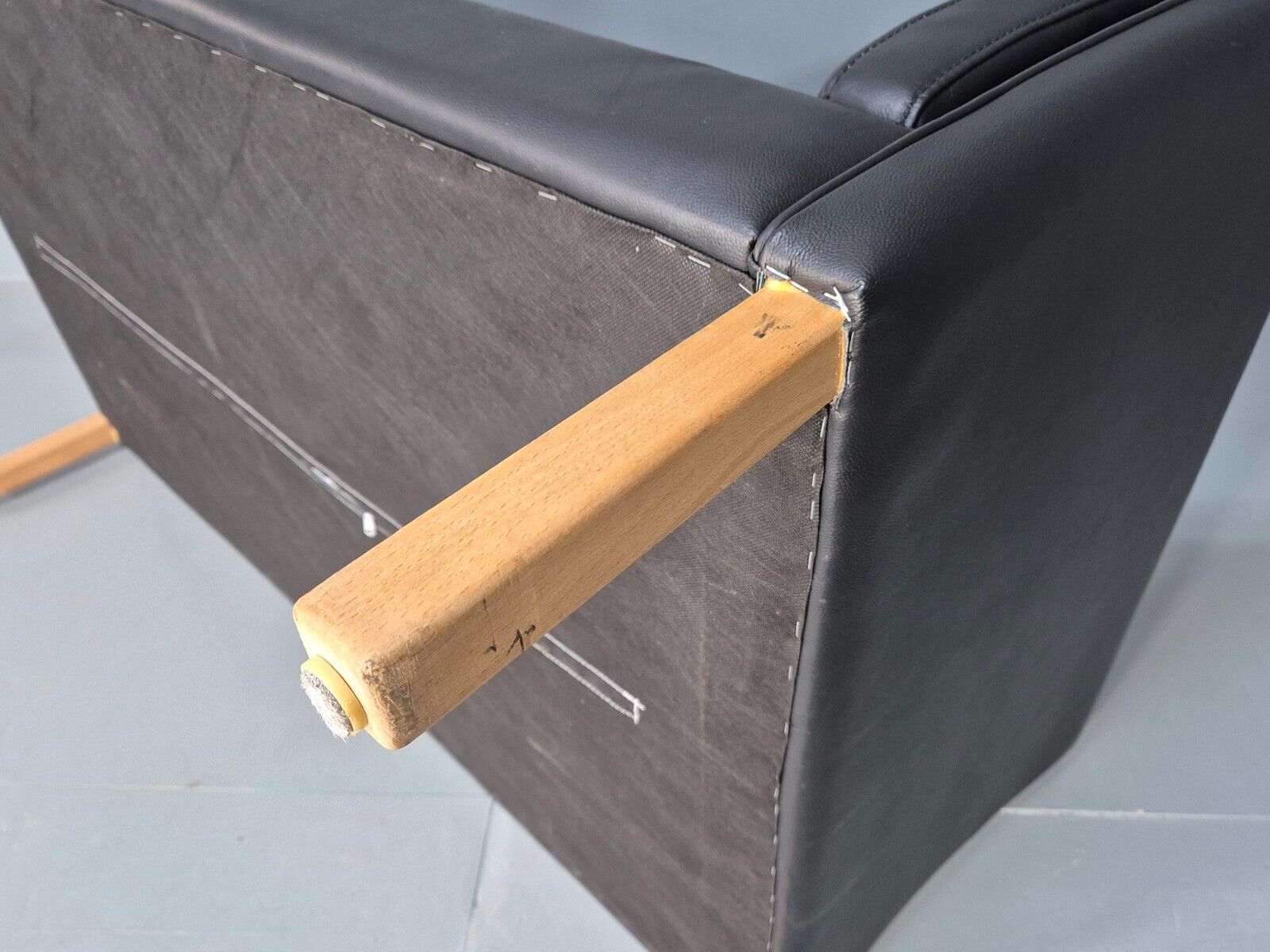 Vintage Danish 2 Seat Sofa Black Leather 1980s Retro MCM EB8536 M2SS - UKDK FURNITURE