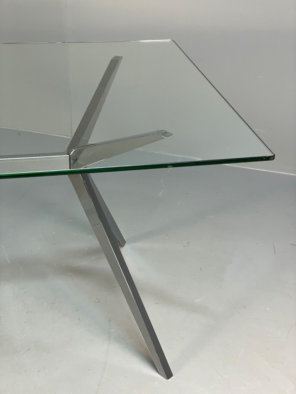 Glass & Chrome Dining Table By Calligaris Modern Minimal Design EB10357 MWOO2