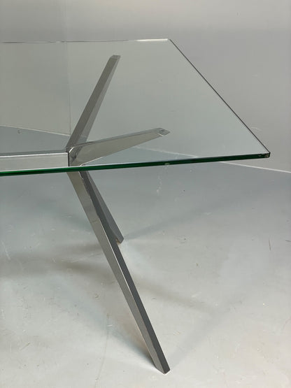 Glass & Chrome Dining Table By Calligaris Modern Minimal Design EB10357 MWOO2