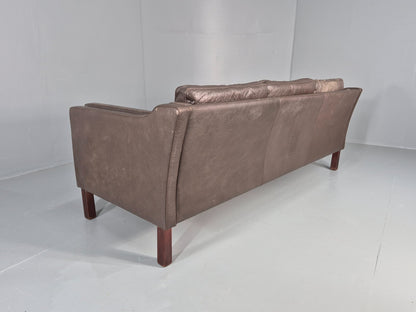 Vintage 3 Seat Sofa Danish Brown Leather Mid Century Retro 1970s EB10487 M3SS18