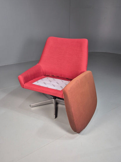 Vintage Swedish Swivel Chair Red Wool Ihreborn 1970s Retro EB7900 MSWI - UKDK FURNITURE