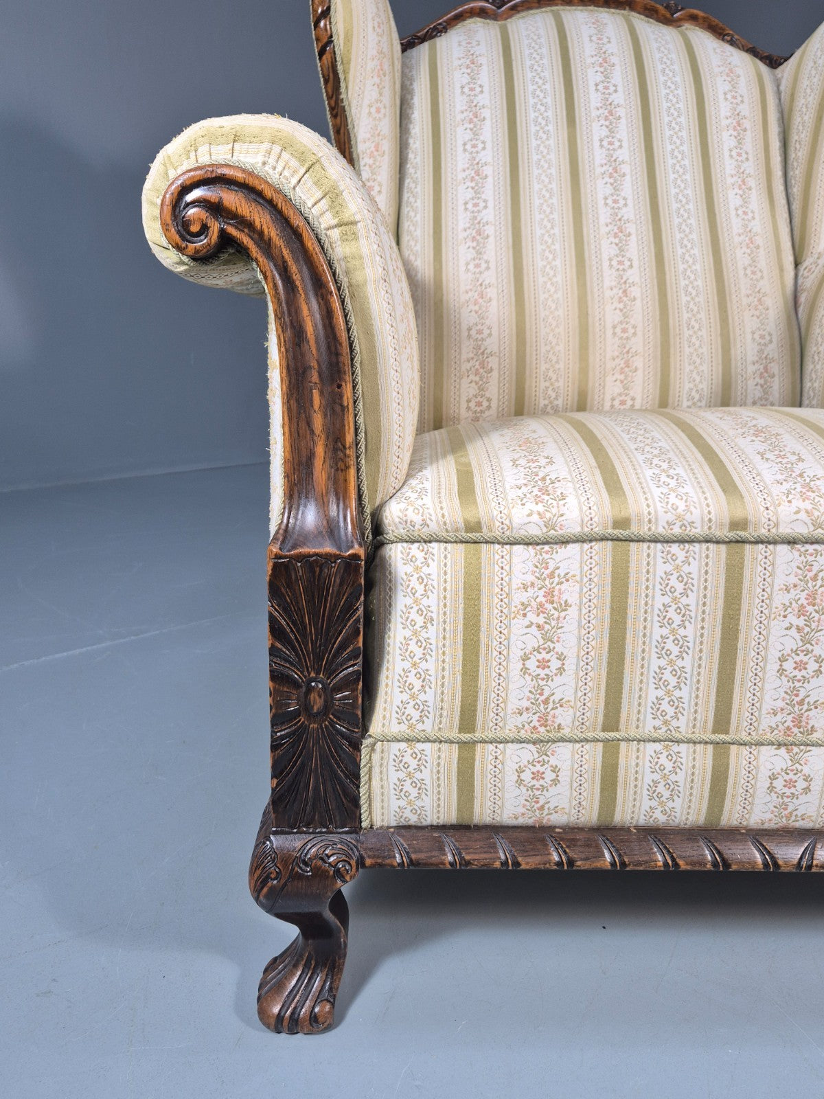 Antique Scandinavian Lounge Chair Regency Stripe Upholstery 1900s EB10765 VCAR4