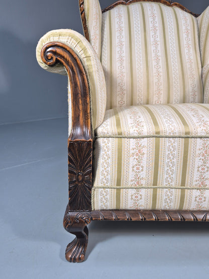 Antique Scandinavian Lounge Chair Regency Stripe Upholstery 1900s EB10765 VCAR4